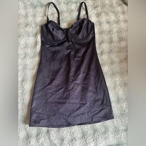 Nancy Ganz Black Slip Dress with Built-In Cups